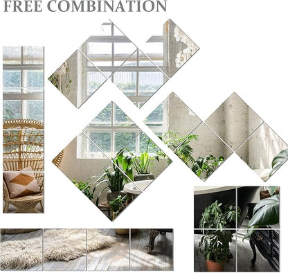 Vlush Full Length Wall & Tiles 10.2'' x 10.2'' x 10PCS Full Body Mirror, Full Length Mirror Wall Mounted Mirrors Decorative for Home Gym, Door, Bedroom & Bathroom