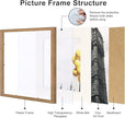 8x8 Picture Frame Set of 9, Display Pictures 4x4 with Mat or 8x8 without Mat, Multi Collage Gallery Square Photo Frames for Wall or Tabletop,Light Brown