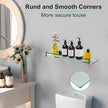 20 Inches Glass Shelves for Bathroom, Matte Black Floating Glass Shelf Stainless Steel Tempered Glass Bathroom Shelves for Wall Mount Modern