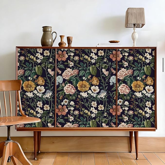 Livebor Floral Peel and Stick Wallpaper Vintage Floral Contact Paper 16.9
