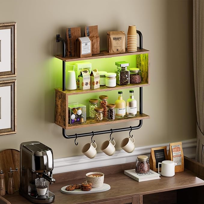 HOOBRO Floating Shelves with LED Lights, 29.5