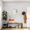 White Irregular Bathroom Mirror Modern Oval Wall Mirror Asymmetrical Wooden Framed Wall Mirror Unique Shape Wall Mounted Vanity Artistic Mirror Decor for Living Room Bedroom Entryway Small 14