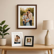 puthiac 6x6 Solid Oak Wood Picture Frame, Fits 4x4 with Mat or 6x6 Without Mat, Wall or Tabletop Display with Stand, Plexi Front, 1 Pack, Black