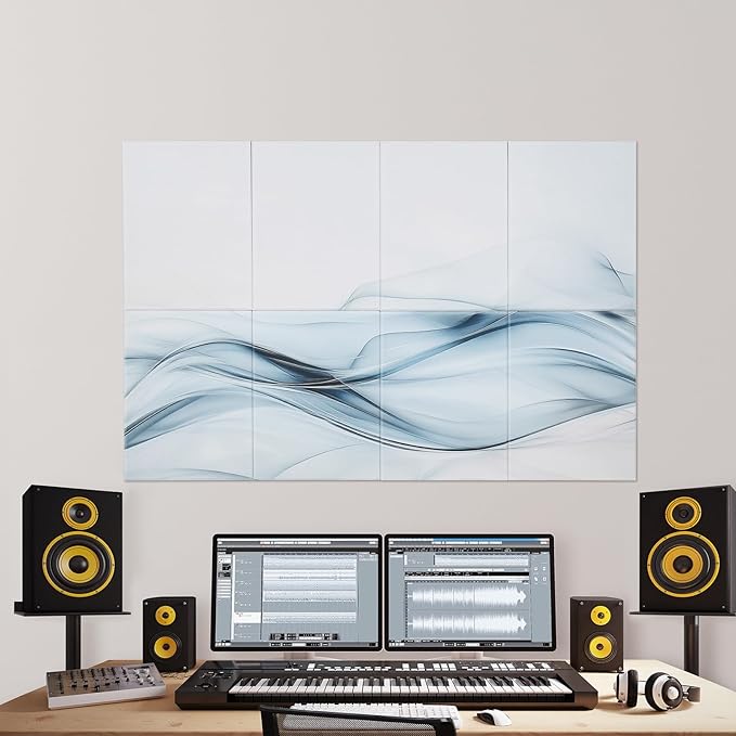 VEVOR 8 Pack Art Acoustic Panels, 47.24 x 23.62 x 0.4 inch Soundproof Wall Tiles, Self Adhesive Decorative Sound Dampening Absorbing Boards for Home, Office, Studio, Gaming Room,Theater,Simplicity