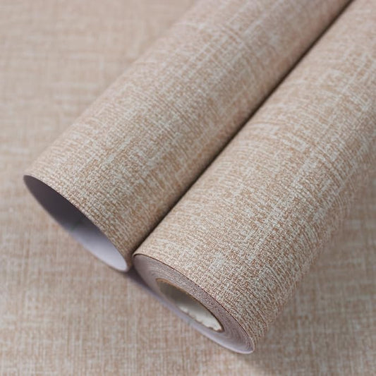 WADILE Grasscloth Peel and Stick Wallpaper 15.7in x 78.7in, Textured Contact Paper for Cabinets, Faux Linen Wall Paper Pull and Stick, Fabric Vinyl Wallpaper Self Adhesive Khaki