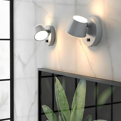 URSOLA Battery Operated Wall Lights Set of Two, LED Rechargeable Battery Wall Sconce with 9000mAh 3CCT and Dimmable Magnetic 360° Rotation Cordless Light for Bedroom（Grey）