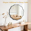 Fabuady Black Round Wavy Edge Mirror - 24'' Circle Wall Mirror with Metal Frame, Decorative Hanging/Leaning Mirrors for Bathroom, Bedroom, Living Room, Hallway, Entryway, Office, Home Decor