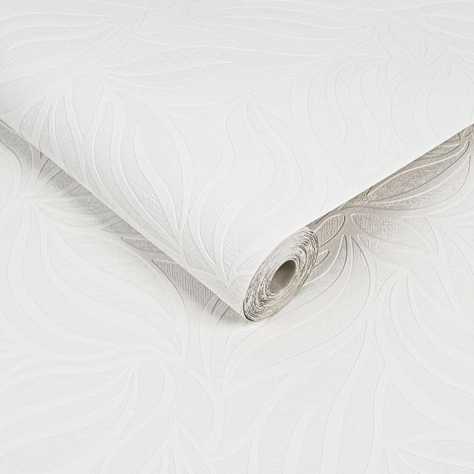 Graham and Brown 18390 Eden Wallpaper White, 20.5 x 396 inches