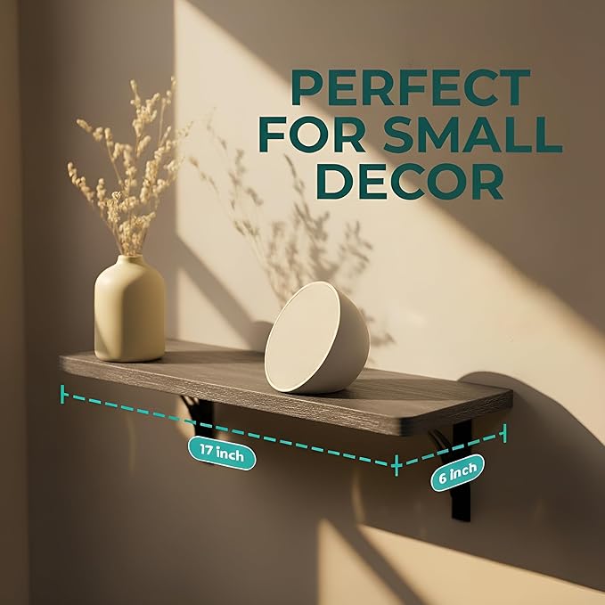 Willowy Reinforced Steel Bracket Dark Brown Shelf - Easy to Install, Template and Video Included - Brown Bathroom Shelves, Bedroom Wall Decor, Bathroom Shelf Over Toilet