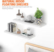 Floating Shelves (Set of 2) – Wall Mounted Shelves for Home Décor and Storage, Natural Pine Wood, Suitable for Living Room and Bedroom (White, 23.6