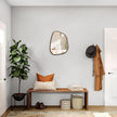 Irregular Wooden Framed Wall Mirror Modern Oval Asymmetrical Unique Hanging Mirror Artistic Wavy Mirror Decor Bathroom Vanity Bedroom Living Room Entryway Hallway Large Brown16 x12
