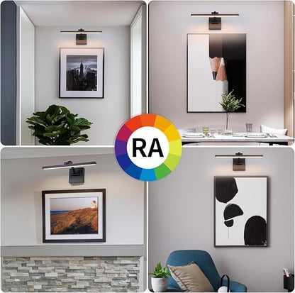Black 15.7 Inch LED Dimmable Lights For Pictures On Wall Hard Wired Gallery Light Modern Artwork Wall Lamps, Warm White Picture Lights with Single Swing Arm Art Display Light For Paintings Portrait