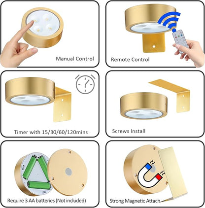 MIOBLUE 3Pack Picture Light Battery Operated Painting Lights, Wireless Magnetic Display Art Light with Remote Controls,Dimmable Timer Portrait Light for Art Frame Artworking,Wall Decor Puck Light