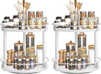 Spice Rack, Set of 2 Lazy Susan Organizer, 2-Tier Turntable Organizer For Cabinet, Compact and Versatile, for Kitchen Countertop, White SR22L2WW
