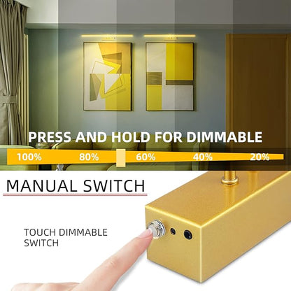 Picture Light,5000mAh Rechargeabl Art Lights for Paintings,Remote 16" Display Accent Lighting with Timer and Dimmable for Wall,Frame,Portrait-Gold