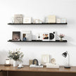 Picture Ledge Shelf, Wood Long Floating Shelves for Wall, Set of 2, 56 inch Picture Ledge Shelves, Photo Ledge Nursery Book Shelves Wall Mounted for Living Room Kids' Room Bedroom, Color Black