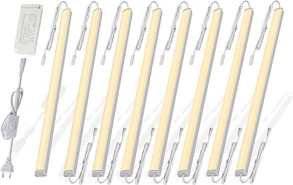 Cefrank Under Cabinet LED Light Bars, 8pcs 12" V-Shape, 16Watt 1600Lumens, Warm White (3000K)