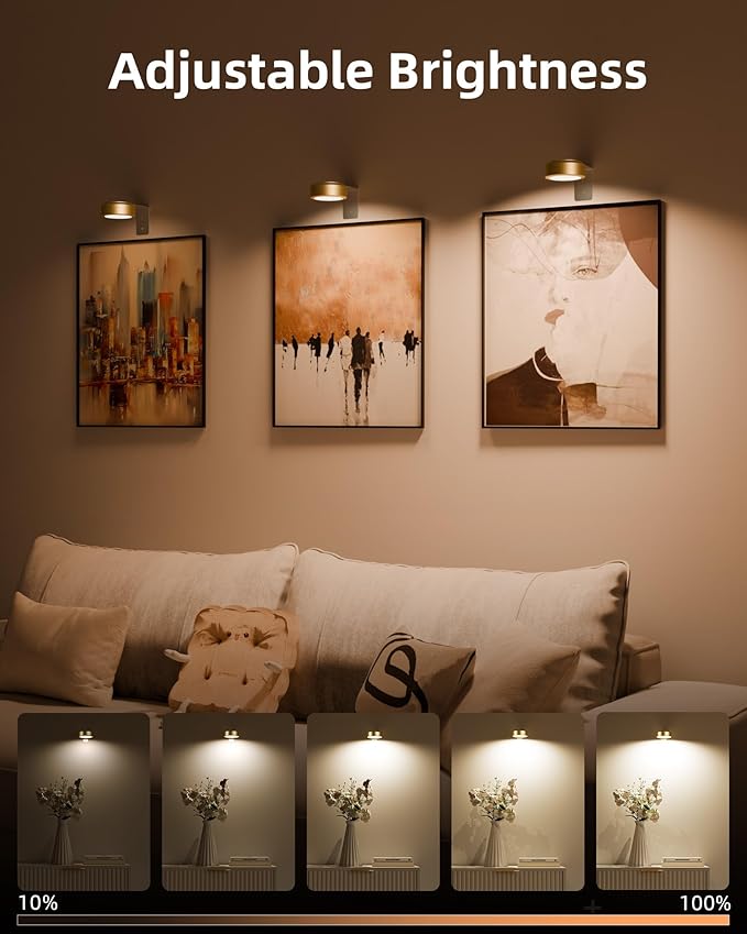 EZVALO Picture Lights for Wall, Rechargeable Battery Magnetic Poster Lights with 3 Color Temps & 12 RGB, Remote Dimmable Timer Light, Wall Decor Light for Art Display (6 Pack with Charging Station)