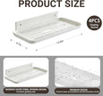 Adhesive Floating Shelves No Drill Floating Shelf for Wall Storage Damage-Free Wall Mounted Organizer for Bathroom, Kitchen, Bedroom & Office (White, 4 PCS)