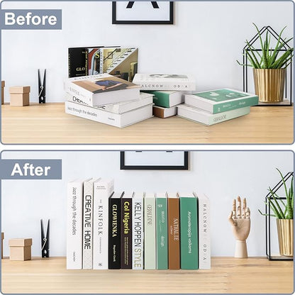 VFINE Bookends 4 Pieces, Acrylic Book End Clear Bookends for Shelves Decorative Bookend Non-Skid Book Ends Book Holders Book Organizer for Home Office School Supplies