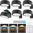 6 Pack Picture Lights for Wall, Rechargeable Battery Operated Wall Lights, Picture Frame Lights with 3 Lighting Modes, Wireless Magnetic Painting Light with Remote Control Timer, (Black)