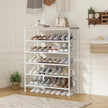 SUOERNUO Shoe Rack Organizer 6 Tier for Closet Entryway Free Standing Metal Storage Shoe Shelf with MDF Top Board，White+Oak