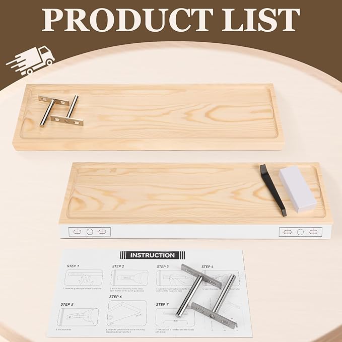 24 inch Bathroom Floating Shelves for Wall - Natural Solid Wood Over Toilet Shelves Set of 2 Decoration for Living Room Bedroom Kitchen Farmhouse 24x6.7 inch - Natural