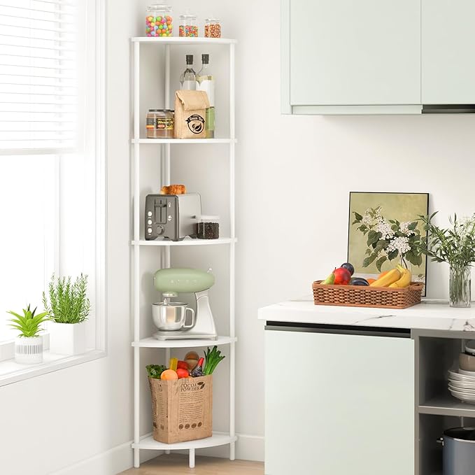 Yoobure Corner Shelf Stand, 5-Tier Bookshelf, 65