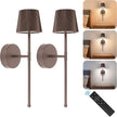 LUTEC Cordless Wall Sconces Set of 2, 5200mAh Wireless Rechargeable Battery Operated LED Wall Lamps, 3 Color Stepless Dimming Portables Lightings for Wall Painting/Living Room/Bedroom/Hallway Decor