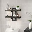 Floating Shelves for Wall, 2-Tier Wood Hanging Decor Storage Shelves, Wall Mounted Floating Shelf for Living Room, Bedroom, Bathroom,Kitchen, Office, Study (2-Pack Black)