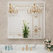 LOAAO 30x30 Inch White Metal Framed Bathroom Mirror for Wall, White Bathroom Vanity Mirror Farmhouse, Large Rounded Rectangle Mirror, Anti-Rust, Hangs Horizontally or Vertically