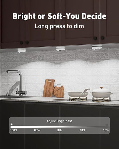 Diomart LED Motion Sensor Puck Lights Indoor, Rechargeable Under Cabinet Lights, Stick on Wireless LED Small Night Light for Closet, Drawer, Shelf, Under Cabinet, 6 Pack (White Light)