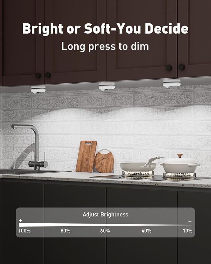 Diomart LED Motion Sensor Puck Lights Indoor, Rechargeable Under Cabinet Lights, Stick on Wireless LED Small Night Light for Closet, Drawer, Shelf, Under Cabinet, 6 Pack (White Light)