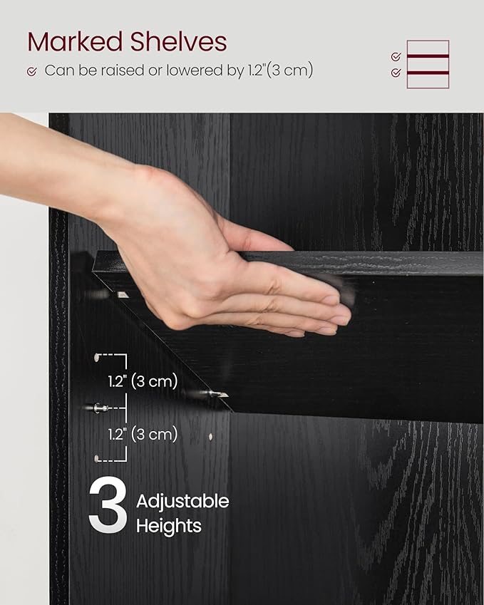 VASAGLE Set of 2 Bookshelves, 23.6 Inches Wide, 3-Tier Open Bookcases with Adjustable Storage Shelves, Floor Standing Units, Ebony Black ULBC163T56-2