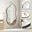 JJUUYOU Irregular Wall Mirror Black Metal Framed Decorative Asymmetrical Bathroom Mirrors Large 26