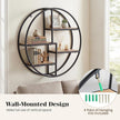 Giantex Industrial Style Round Wall Shelves, 4-Tier Decorative Circle Metal and Wood Wall Shelf for Display & Storage, Modern Geometric Wall Mounted Display Organizer for Living Room, Bedroom, Study