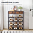 HOOBRO Shoe Rack, 5 Tier Shoe Storage Organizer with 2 Non-Woven Drawers, 12-16 Pairs of Shoes for Entryway, Shoe Shelf with 4 Oxford Fabric Shelves and Wooden Top, Closet, Rustic Brown BF78XJ01