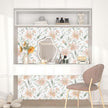 Vintage Floral Wallpaper Peel and Stick Pink Flowers Contact Paper 17.5'' x 393'' Green leaf Wallpaper Vinyl Waterproof Self Adhesive Boho Leaves Modern Wall Paper for Bedroom Cabinet Countertop Decor