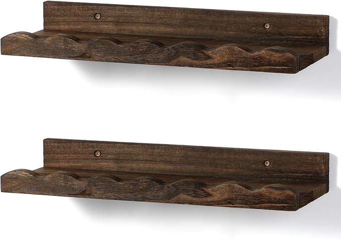 Suzile 2 Pcs Scalloped Shelves Wall Floating Shelves Set for Room, Bathroom, Bedroom, Cute Room Decor Aesthetic and Books, Toys, Photo Frames Storage(16.5
