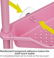 Orimade Rustproof 4 Tier Floor Standing Corner Shower Caddy Organizer, Plastic Metal Splicing Floor Corner Shelf Rack Storage Stands for Bathroom,10.8 x 10.8 x 44.6 inches, Pink