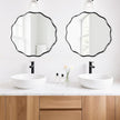 Fabuady Black Round Wavy Edge Mirror - 24'' Circle Wall Mirror with Metal Frame, Decorative Hanging/Leaning Mirrors for Bathroom, Bedroom, Living Room, Hallway, Entryway, Office, Home Decor
