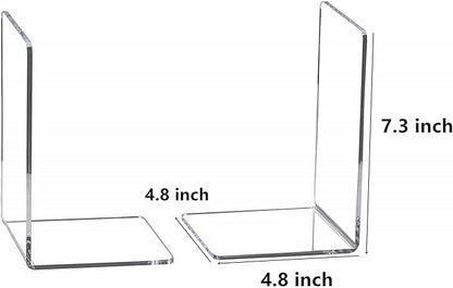 CY craft 4 Pieces Bookends,Clear Acrylic Bookends for Shelves,Heavy Duty Book Ends and Desktop Organizer,Book Stopper for Books/Movies/CDs,7.3x4.8x4.8 inch