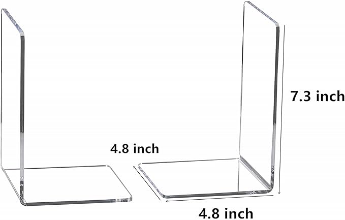 CY craft 4 Pieces Bookends,Clear Acrylic Bookends for Shelves,Heavy Duty Book Ends and Desktop Organizer,Book Stopper for Books/Movies/CDs,7.3x4.8x4.8 inch