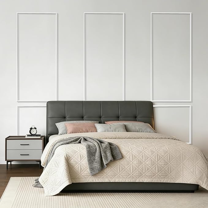 VEVOR Wall Molding 3 Pack, Wainscoting Panels Kit, Lightweight Paintable Polystyrene, Easy to Install, Waterproof Accent Wall Trim for Interior Décor Living Room, Bedroom, White (24x54 + 24x24 in)