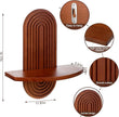 Suzile 2 Pcs Arched Boho Wooden Wall Shelves Mid Century Shelves Walnut Holders Hanging Wood Wall Mount Rainbow Shelf Rustic Floating Shelf with 2 Hook for Plant Book Bedroom Bathroom Nursery