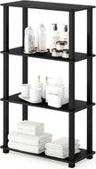 Furinno TURN-S-TUBE Storage Shelves, 4-Tier Book Shelf, Corner Shelf, Toolless Open Shelves, for Organization and Storage, Living Room, Garage, Home Office, Americano
