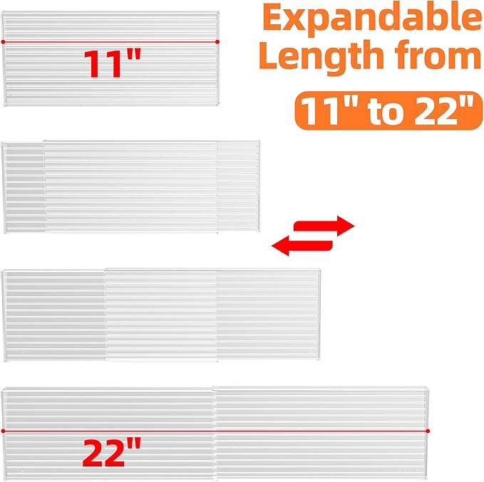 MUDEELA Clear Spice Drawer Organizer, 4 Tier- 2 Set (8 Packs) Spice Rack for Drawer, Expandable From 11