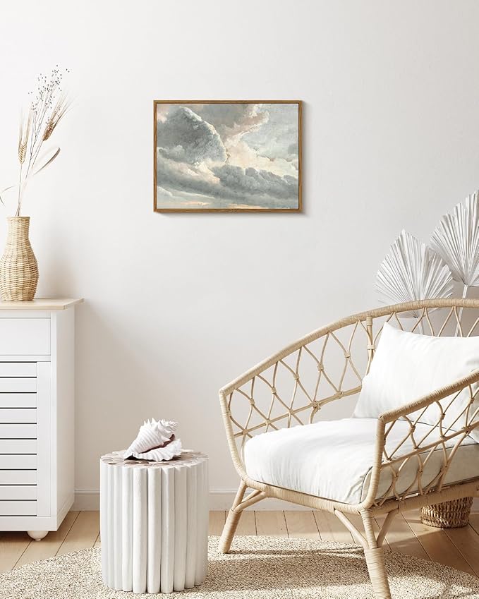 InSimSea Framed Canvas Wall Art Vintage Decor, Room Decor Classical Oil Painting Canvas Prints Study of Clouds with a Sunset near Rome Vintage Landscape Wall Art Home Decor, 12