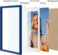 Vittanly 12x16 Picture Frames Set of 4, Display Pictures 11x14 with Mat or 12x16 without Mat, Gallery Frame for Wall Display, Engineered Wood with Shatter Resistant Plexiglass, Royal Blue