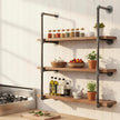 Industrial Wall Mounted Iron Floating Pipe Shelves/Shelving/Racks/Storage/Bookcases/Brackets, DIY Open Bookshelves, Retro Black (4-Tier Shelf Brackets with 3 Boards)